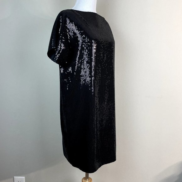 Robert Rodriguez Dress Womens 6 Black Sequin Mini Shift Short Sleeve Cocktail - Picture 11 of 12